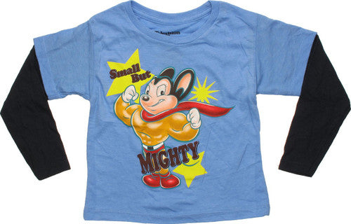 Mighty Mouse Small Mighty Blue Long Sleeve Toddler T-Shirt