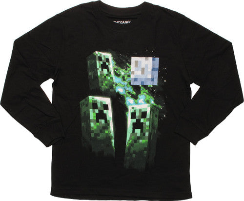 Minecraft Creeper Moon Long Sleeve Youth T-Shirt