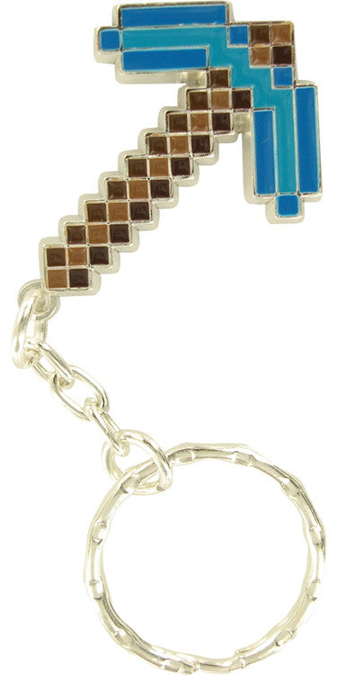 Minecraft Diamond Pickaxe Keychain in Brown