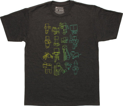 Minecraft Neon Outlined Blocks T-Shirt