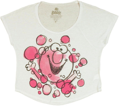 Mr Bubble Watercolor Crop Ladies T-Shirt