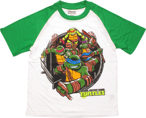 Ninja Turtles Group Green Sleeved Juvenile T-Shirt