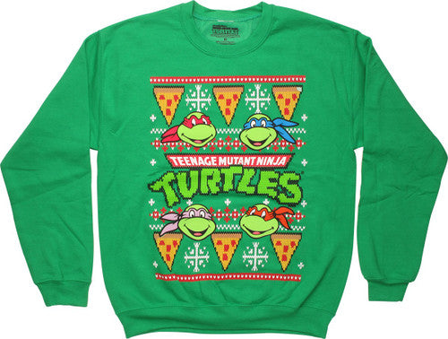 Ninja Turtles Heads & Pizza Christmas SweaT-Shirt
