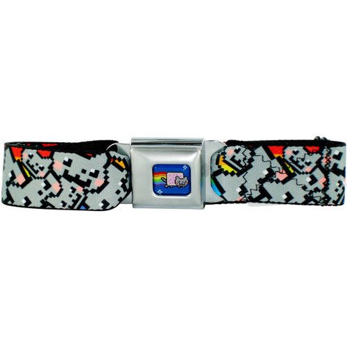 Nyan Cat Collage Seatbelt Mesh Belt in Grey