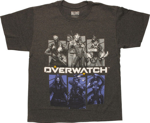 Overwatch Word Six Character Panels Youth T-Shirt