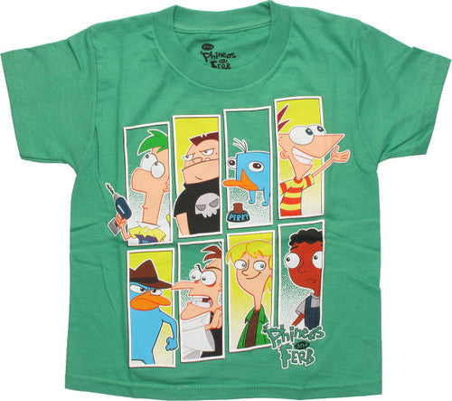 Phineas and Ferb Gang Rectangles Juvenile T-Shirt
