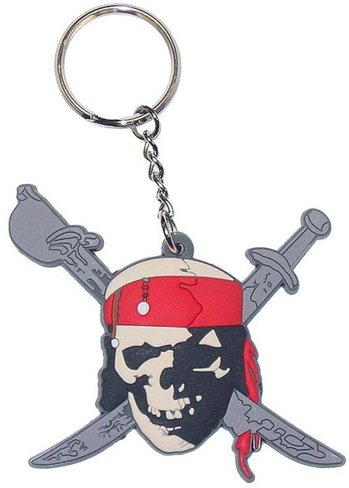 Pirates of the Caribbean Skull Swords Keychain in Red