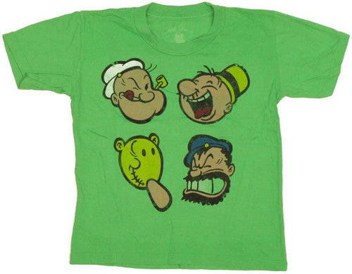 Popeye Faces Juvenile T-Shirt