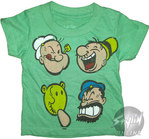 Popeye Faces Toddler T-Shirt