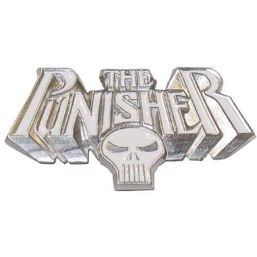 Punisher Name Logo Belt Buckle in White