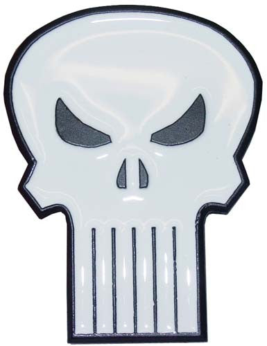 Punisher Skull Logo Belt Buckle in White