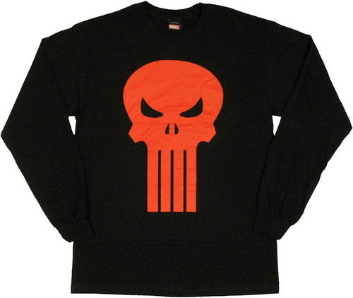 Punisher Red Orange Skull Long Sleeve T-Shirt