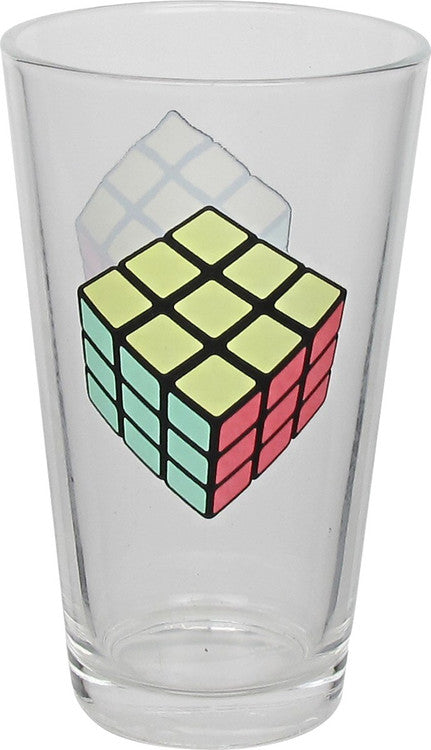 Rubiks Cube Cold Changing Pint Glass in Red