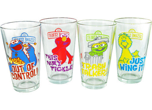 Sesame Street Characters Pint Glass Set in Red