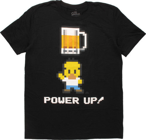 Simpsons 8-Bit Homer Simpson Beer Power Up T-Shirt