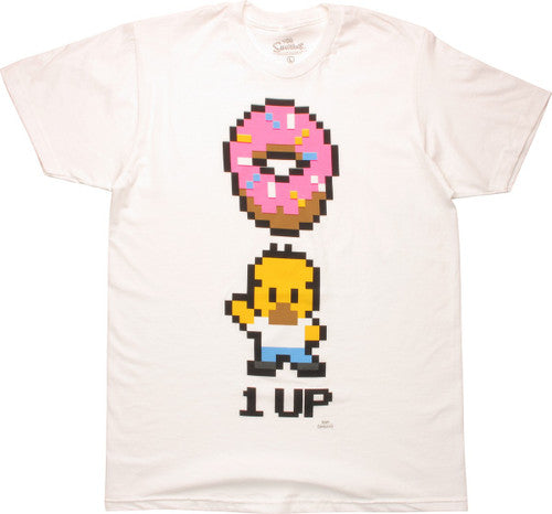Simpsons Homer Simpson 8 Bit 1 Up Donut T-Shirt