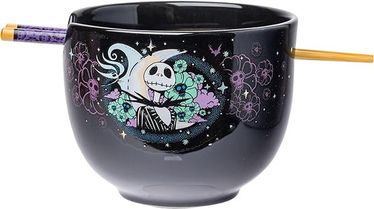 Disney Nightmare Before Christmas Starry Night Jack Skellington Ramen Bowl with Chopsticks