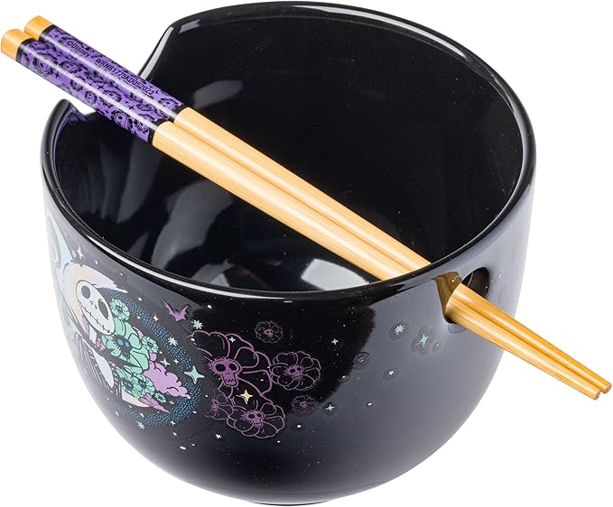 Disney Nightmare Before Christmas Starry Night Jack Skellington Ramen Bowl with Chopsticks