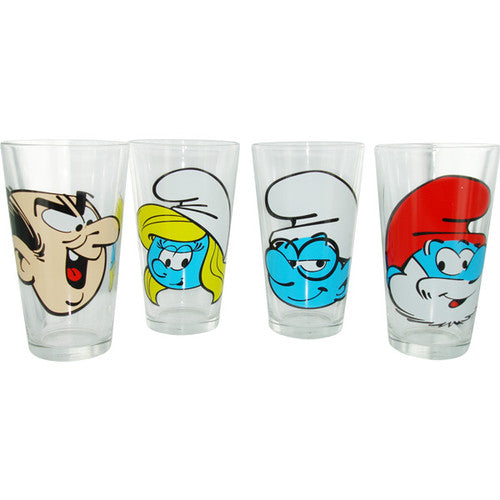 Smurfs Heads Pint Glass Set