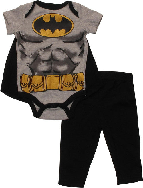 Batman Caped Muscled Costume Pants Snap Suit Set