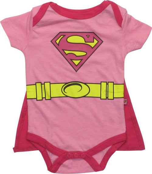 Supergirl Pink Costume Caped Snap Suit