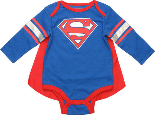 Superman Logo Caped Long Sleeve Snap Suit