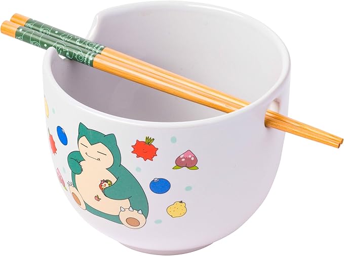 Pokemon Snorlax Relaxing and Eating Food Ceramic Ramen Bowl