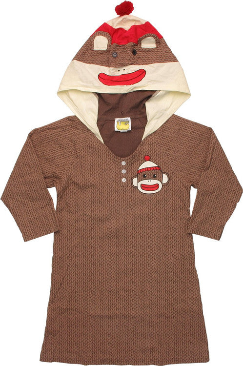 Sock Monkey Hooded Junior NighT-Shirt