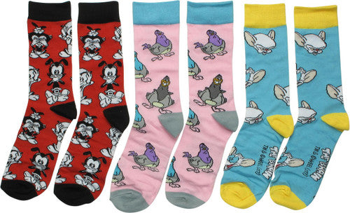 Animaniacs Characters Crew 3 Pair Socks Set in Red