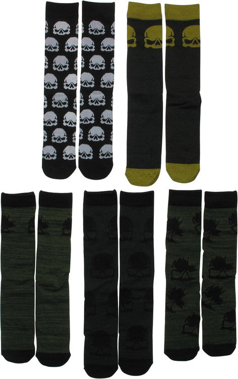Call Of Duty Skulls 5 Pack Crew Socks Set in Black