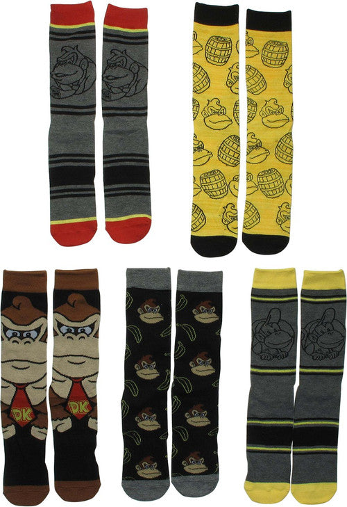 Donkey Kong 5 Pack Crew Socks Set