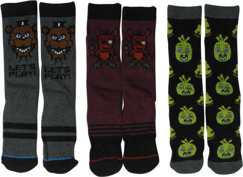 Five Nights at Freddy's Crew 3 Pair Socks Set in Black