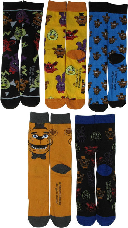 Five Nights at Freddy's Crew 5 Pair Socks Set in Yellow