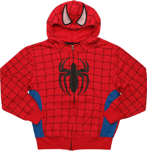 Spiderman Costume Mesh Eyes Zip Youth Hoodie