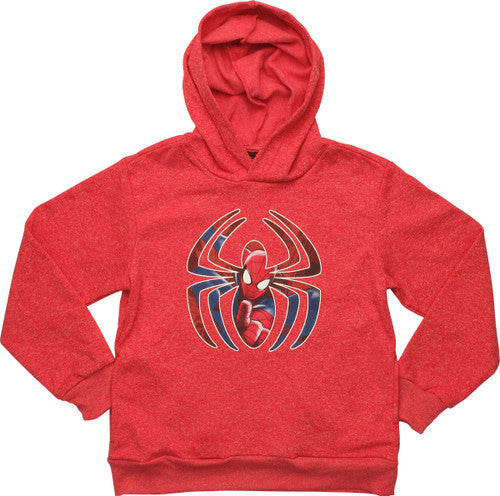 Spiderman Face Peering Out Logo Pull Youth Hoodie
