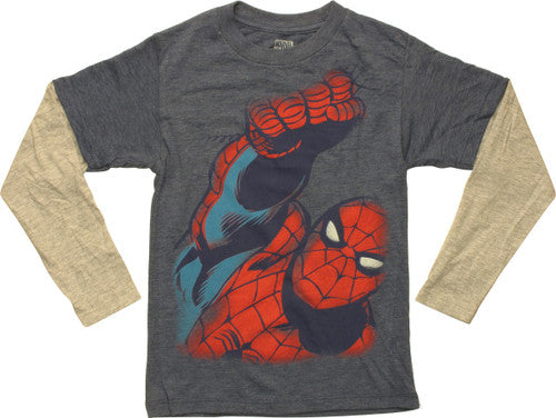 Spiderman Punch Long Sleeve Juvenile T-Shirt