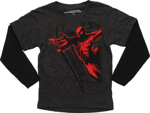Spiderman Red Splatter Long Sleeve Juvenile T-Shirt