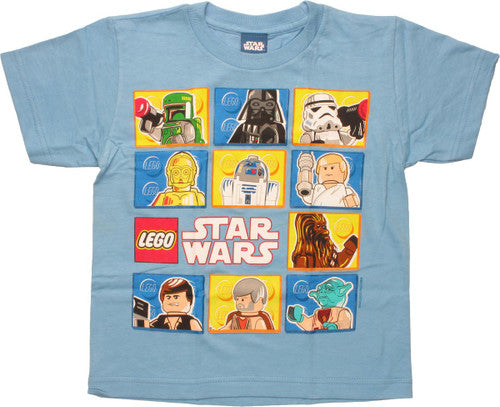 Star Wars Lego Squares Blue Juvenile T-Shirt