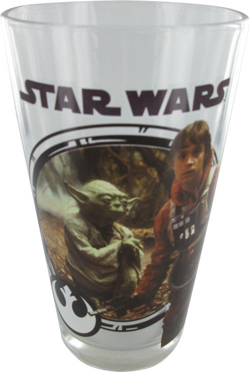 Star Wars Yoda and Luke Pint Glass in Black