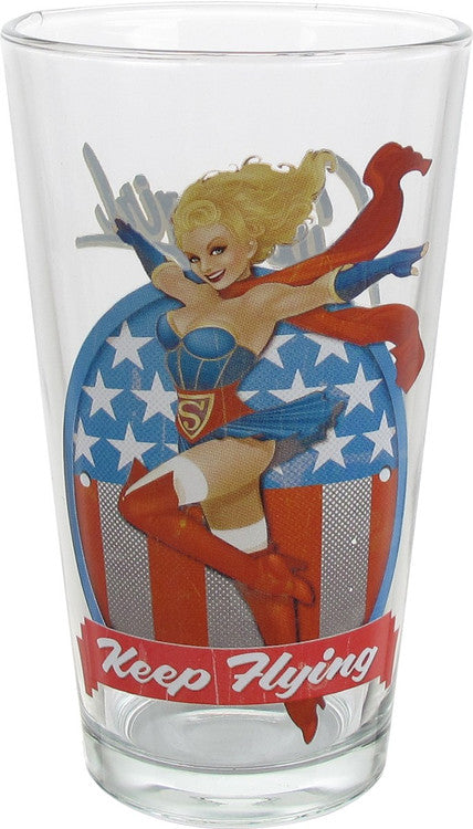 Supergirl Bombshell Toon Tumbler Pint Glass in Red
