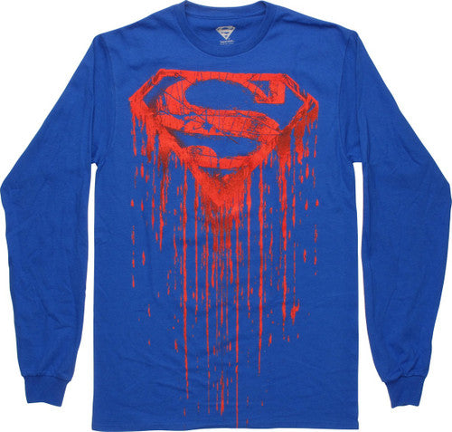 Superman Drip Logo Long Sleeve T-Shirt