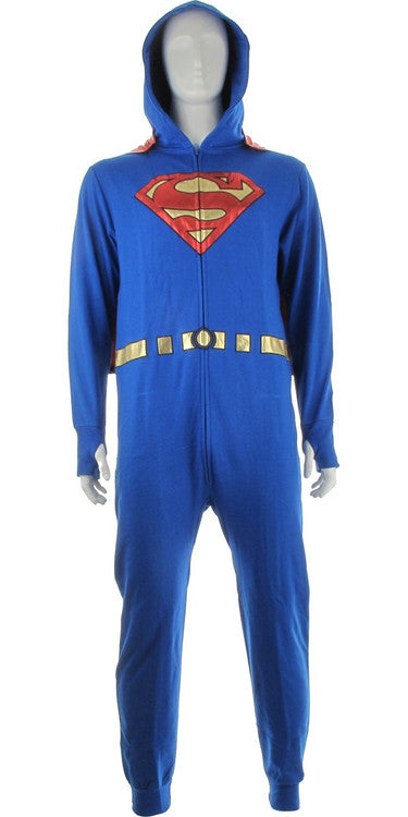 Superman Foiled Logo Hooded Costume Union Suit