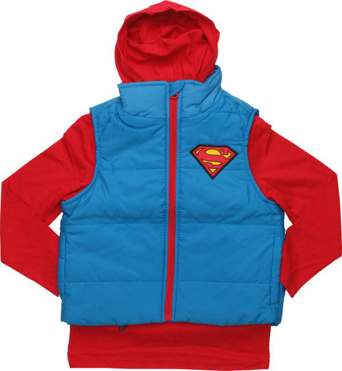 Superman Hooded Shirt Sleeveless Juvenile Jacket