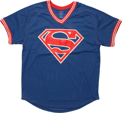 Superman Logo 00 Athletic V Neck Jersey Shirt