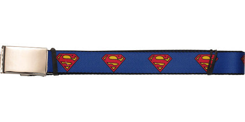 Superman Logo Blue Chrome Mesh Belt