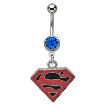 Superman Superboy Logo Belly Ring in Red