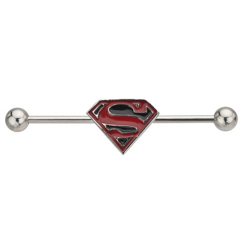 Superman Superboy Logo Industrial Barbell in Silver