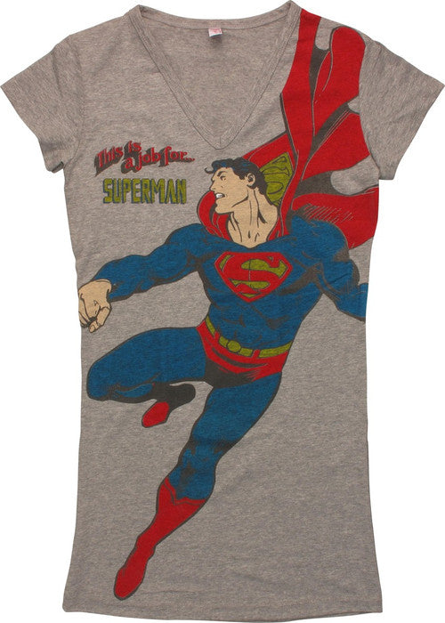 Superman This is a Job V Neck Juniors Tunic Shirt