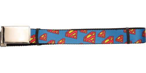 Superman Tilted Classic Logo Mesh Belt in Red