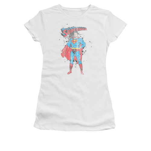 Superman Vintage Ink Splatter Juniors T-Shirt